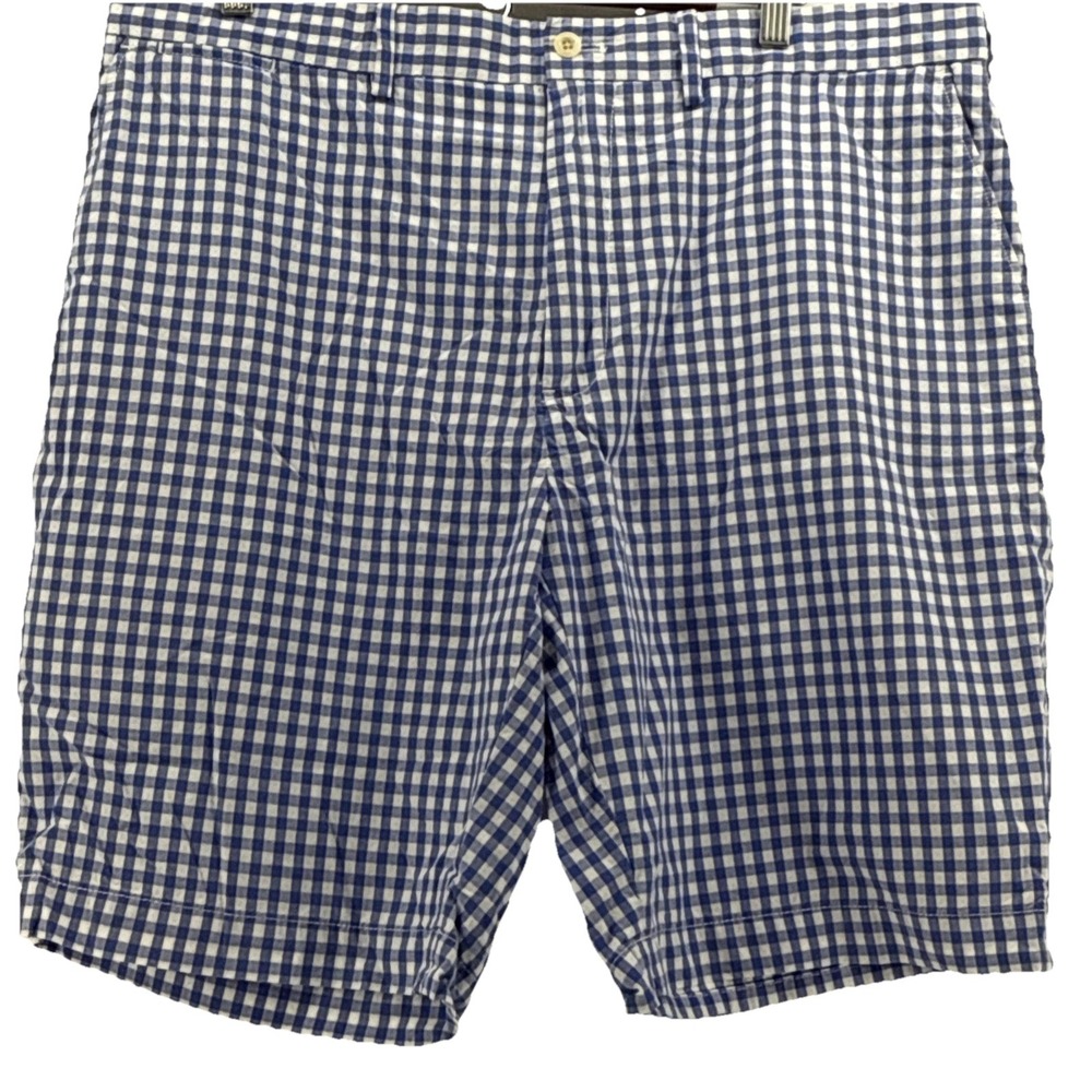 Polo Golf Ralph Lauren Mens Shorts Size 38 Gingam Checks‎ Blue White